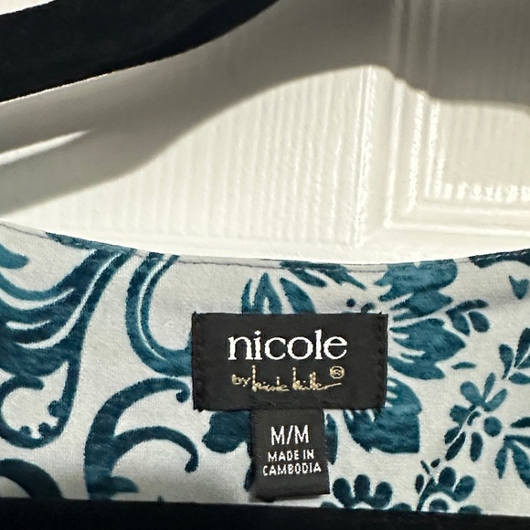 Elegant Nicole by Nicole MillerTeal and Black Patterned Dress size M/M - Picture 2 of 11